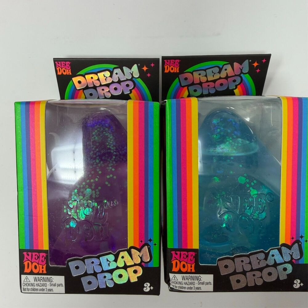 LOT OF 2 Schylling NeeDoh Dream Drop Squeeze Toy Blue and Purple